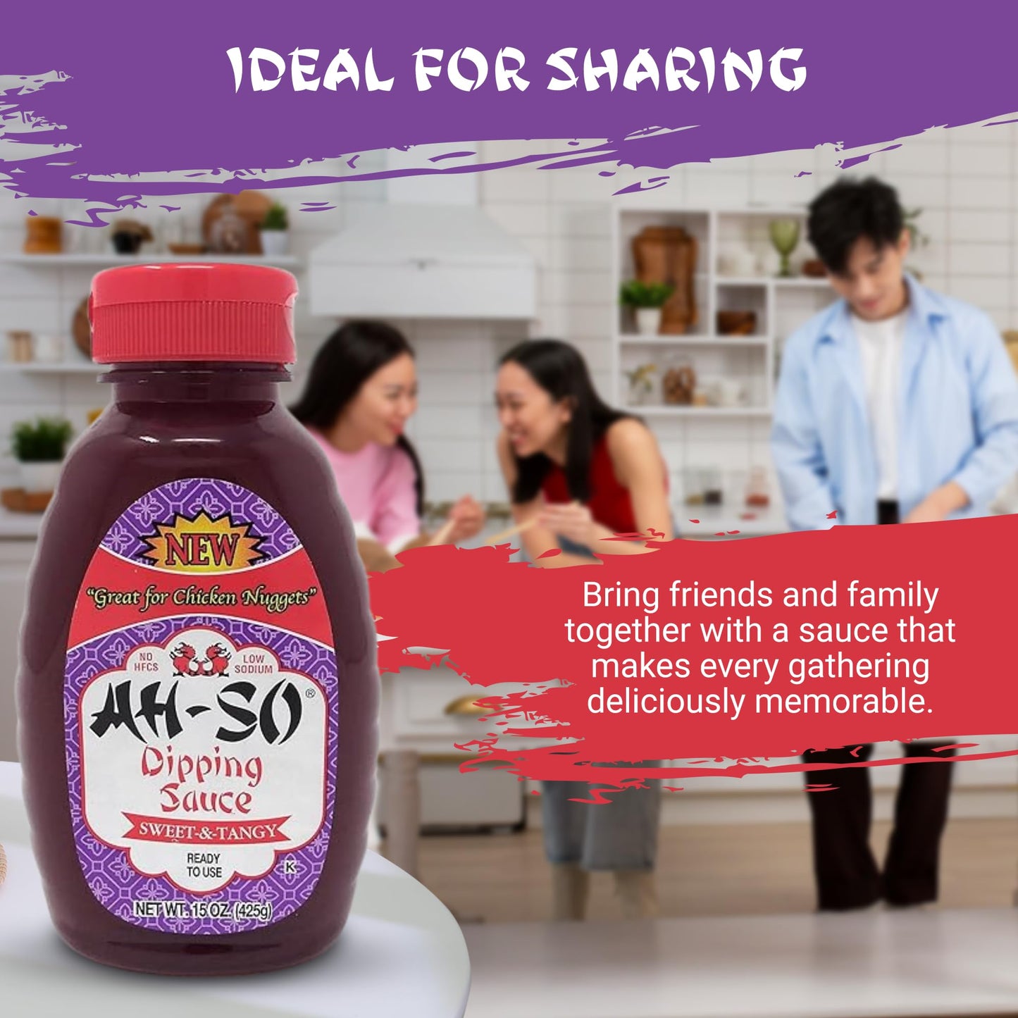 Ah-So Chinese-Style Dipping Sauce 11 oz Squeeze Bottle - Sweet & Tangy Sauce for Egg Rolls, Dumplings & Appetizers; Great as Marinade & Glaze for Pork