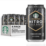 Starbucks - RTD Coffee Nitro Cold Brew, Black Unsweetened, 9.6 fl oz Cans (8 Pack), Iced Coffee, Cold Brew Coffee, Coffee Drink