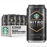 Starbucks - RTD Coffee Nitro Cold Brew, Black Unsweetened, 9.6 fl oz Cans (8 Pack), Iced Coffee, Cold Brew Coffee, Coffee Drink