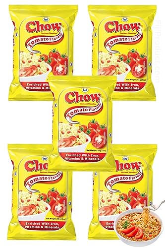 Chow Instant 2 Minutes Noodles - TOMATO Flavor with Seasonings (Pack of 5 Packs x 85g) So Delicious Meal ... HALAL