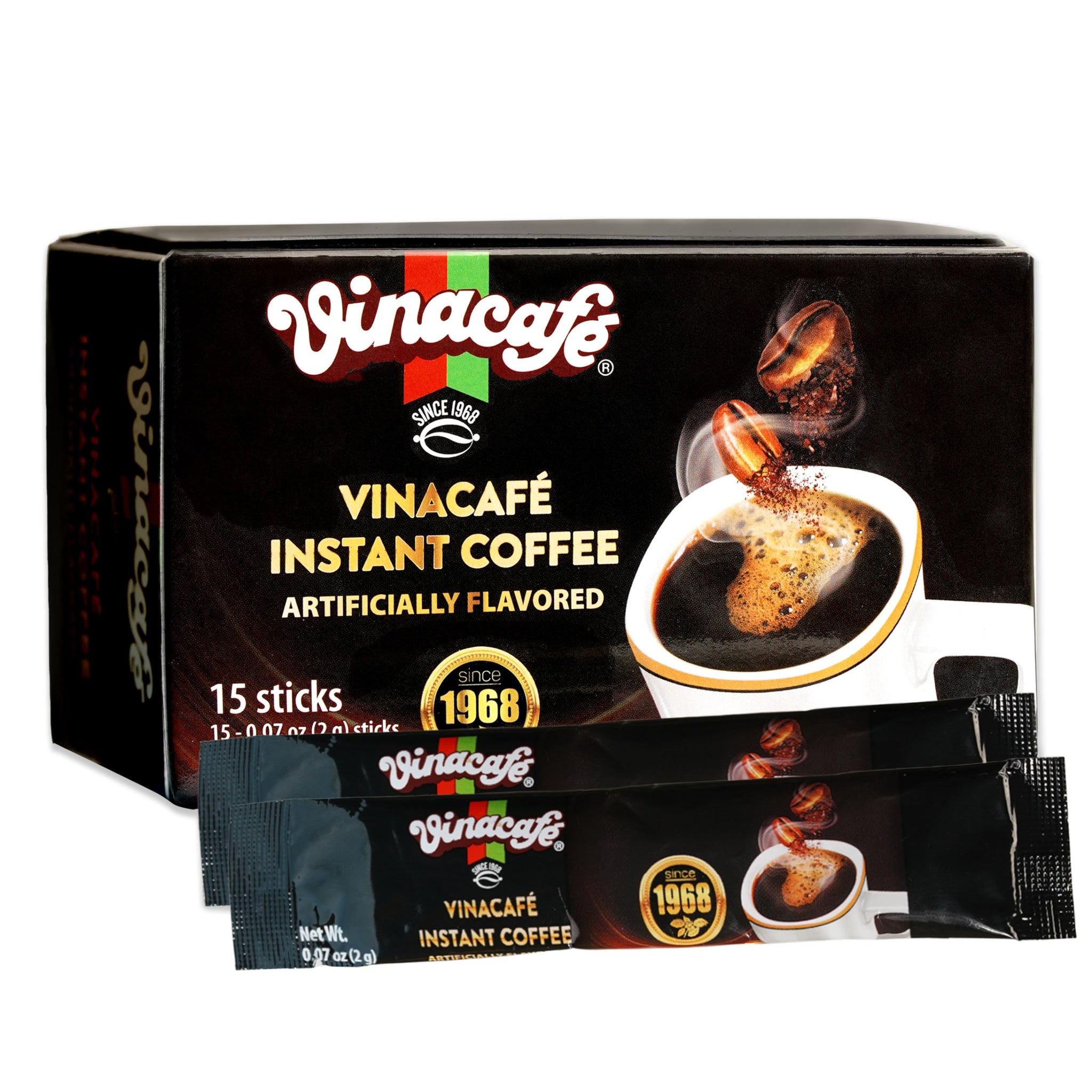 Vinacafe 30 Sticks Black Instant Coffee (0.07 oz. Per stick) Vietnamese Instant Coffee Mix, Iced Black Coffee, Cafe Den Da, Single Serve Coffee