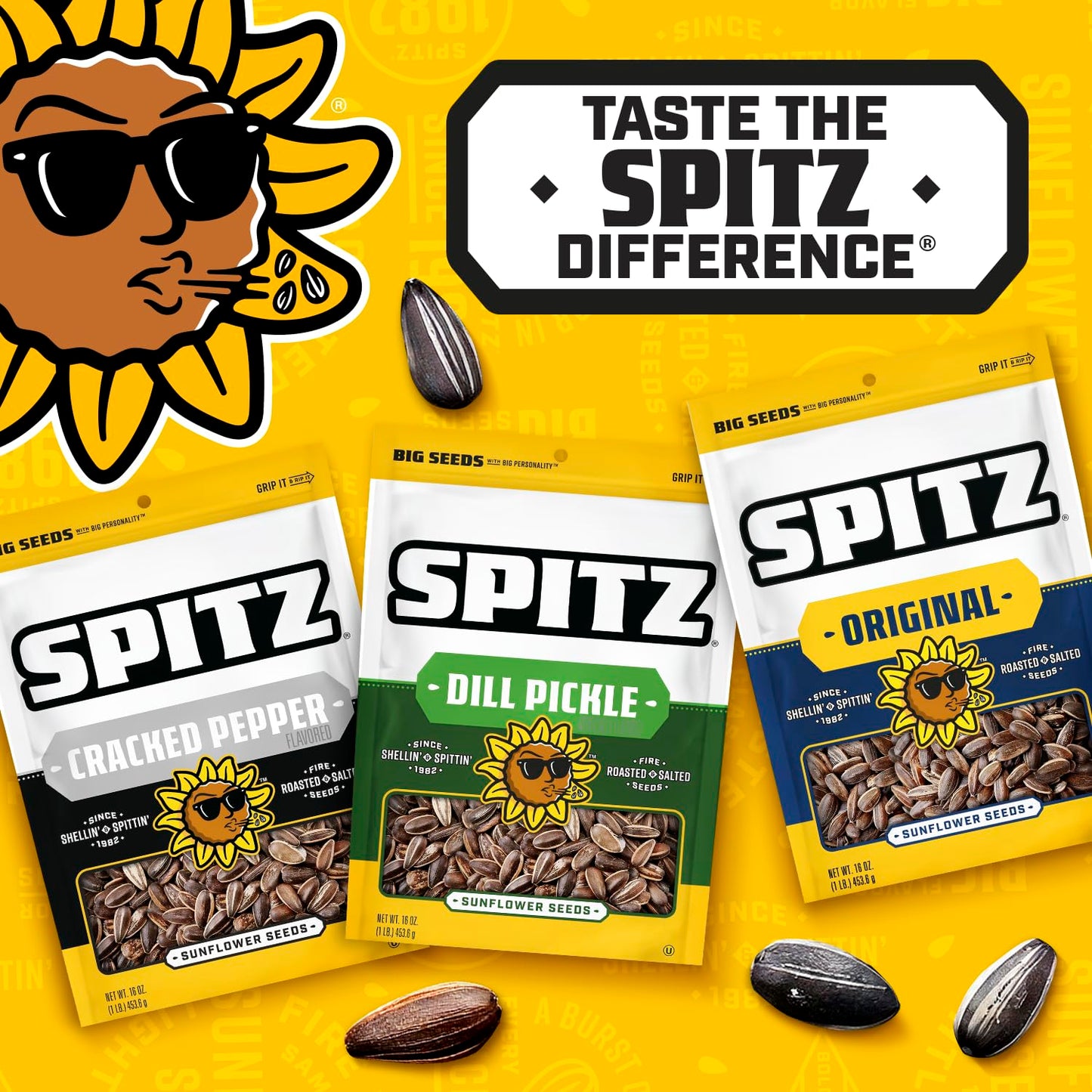 Spitz Sunflower Seeds Pack, Cracked Pepper, 16 Oz Snack Bag