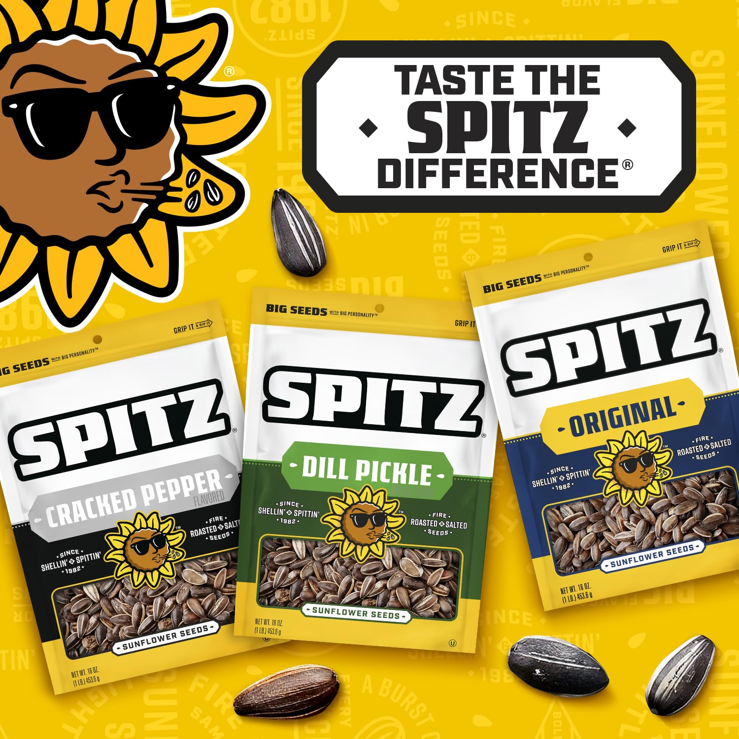 Spitz Sunflower Seeds Pack, Cracked Pepper, 16 Oz Snack Bag