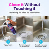 Micro Misfits Foaming Garbage Disposal Cleaner & Deodorizer | Probiotic Enzymatic Formula | Lemon Scent | 24-Inch Hose | 1-Year Supply | Foam Drain