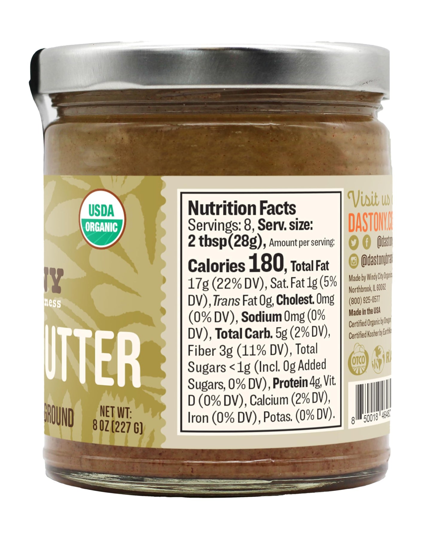 Dastony Organic Raw Hazelnut Butter, 8 oz | Only One Ingredient | Vegan, Paleo and Keto Friendly, Non GMO, Gluten-free - Pack of 1
