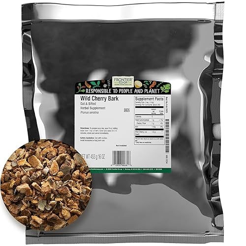 Frontier Co-op Wild Cherry Bark, 1lb Bulk Bag, Cut and Sifted - Natural Wild Crafted Herb - Perfect for Wild Cherry Bark Tea and Herbal Infusions