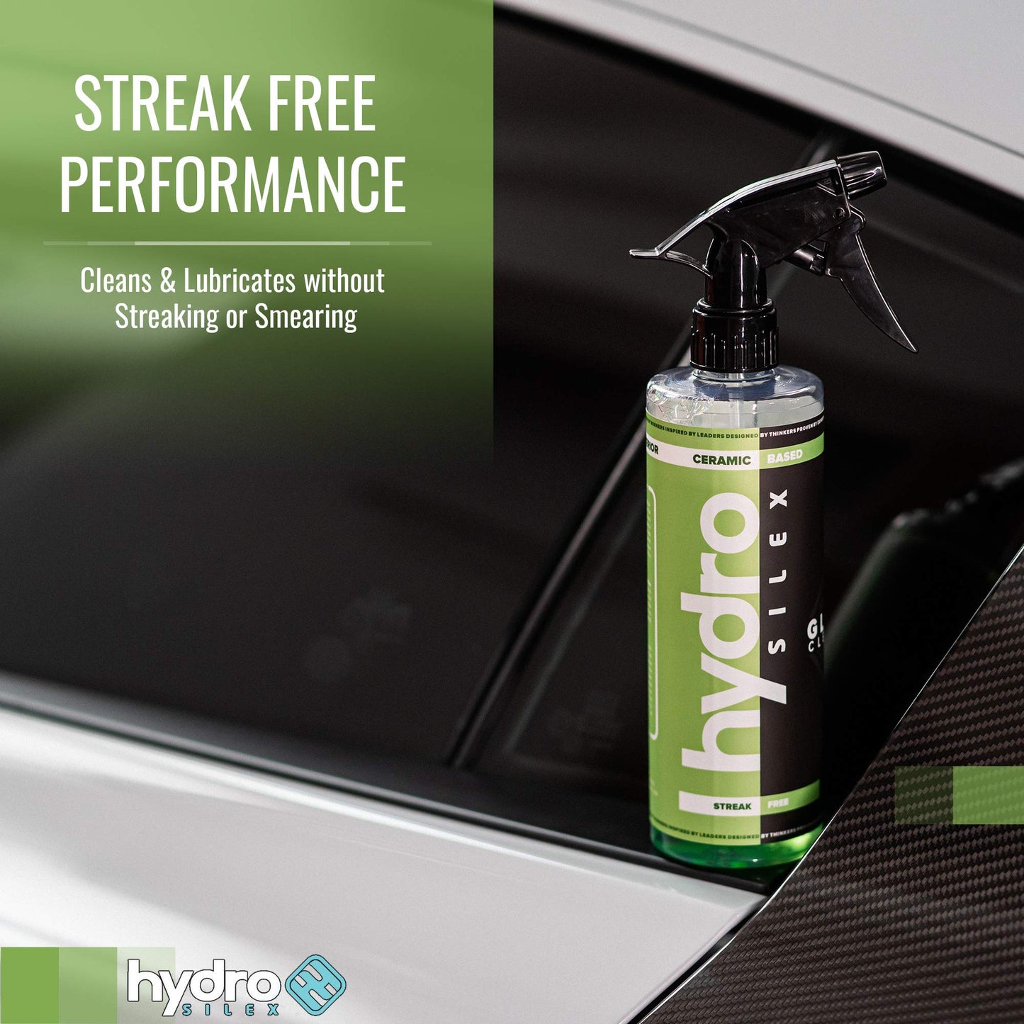 HydroSilex Glass Cleaner (16oz) | Recharge Your Glass & Windows | Streak Free Performance | SIO2 Infused Ceramic Formula | Safe On Tinted Glass |