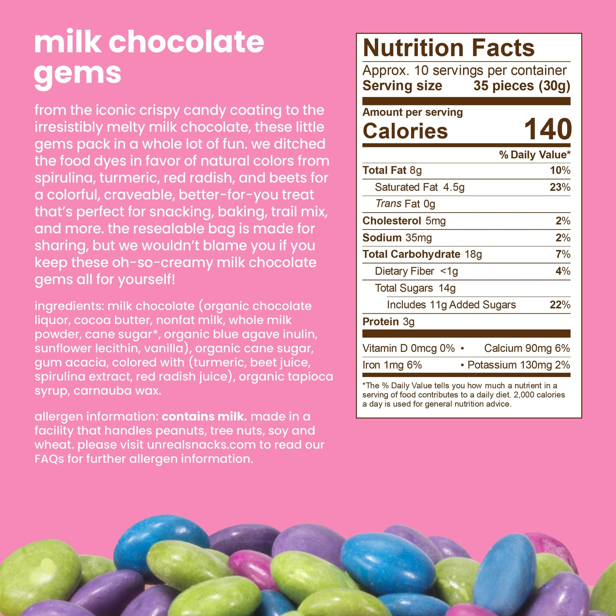 UNREAL Milk Chocolate Gems | Certified Fair Trade, Non-GMO | Made with Gluten Free Ingredients and Colors from Nature | No Sugar Alcohols or Soy | 12