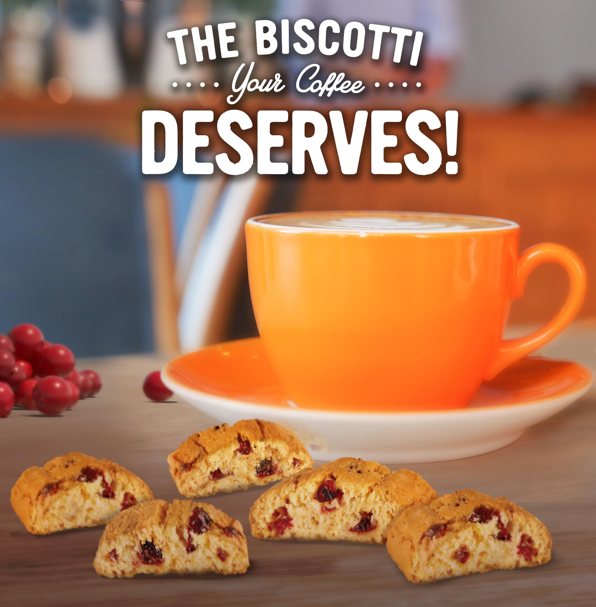 Cooper Street Twice Baked Orange Cranberry Biscotti Cookies - 1.25 Lb - Light and Crispy Coffee Cookie Bites - Low Calorie Italian Snacks for Adults