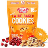 Cooper Street Twice-Baked Orange Cranberry Biscotti Cookies (16 oz) - Over 50 Biscotti per Bag Loaded with Real Fruit, Traditional Italian Snacks