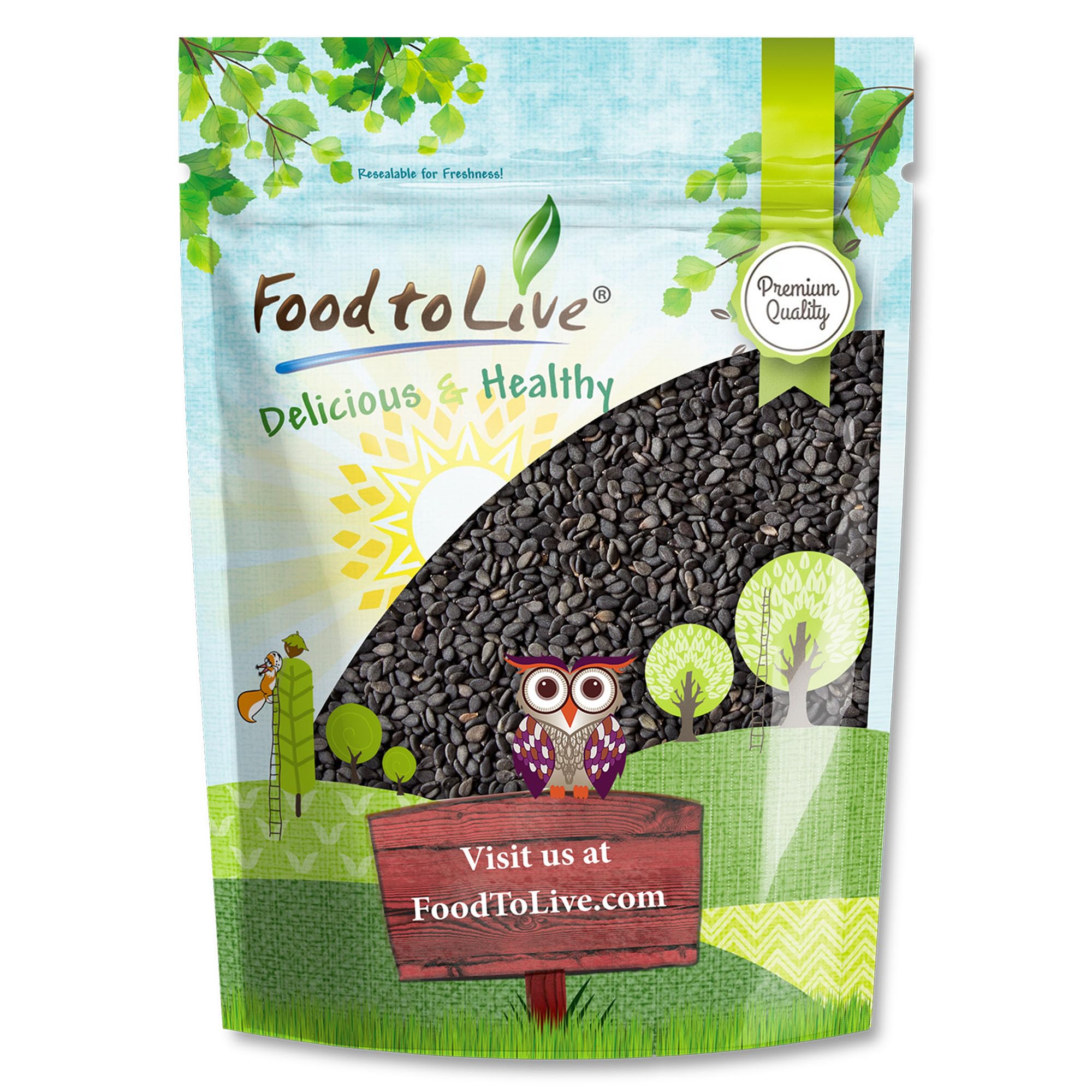 Food to Live Toasted Black Sesame Seeds, 8 Ounces - Crunchy and Nutritious Snack, Oven Roasted, Unsalted, No Oil Added, Perfect for Cooking, Baking