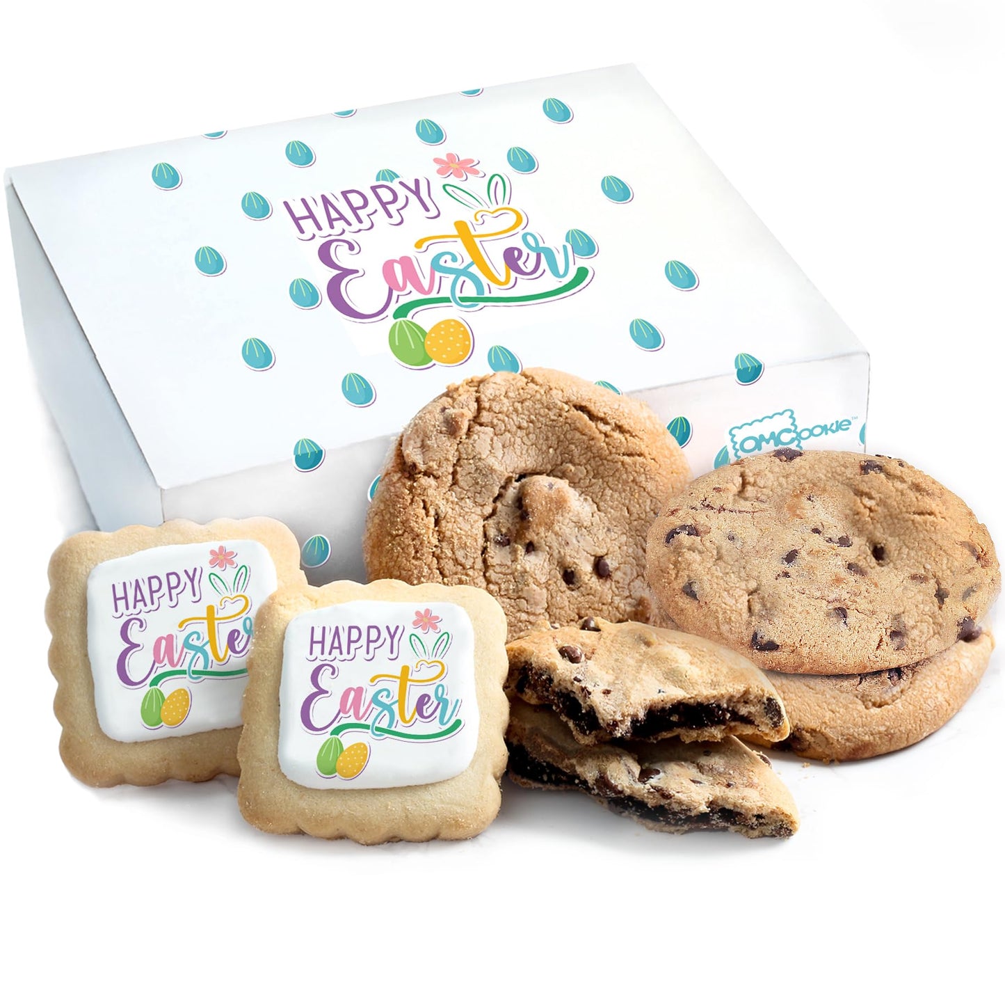 Happy Easter Cookie Gift Basket Chocolate Chip Cookies For Men Women Kids | INDIVIDUALLY WRAPPED | Large Cookies Fresh Bakery Treats Assortment
