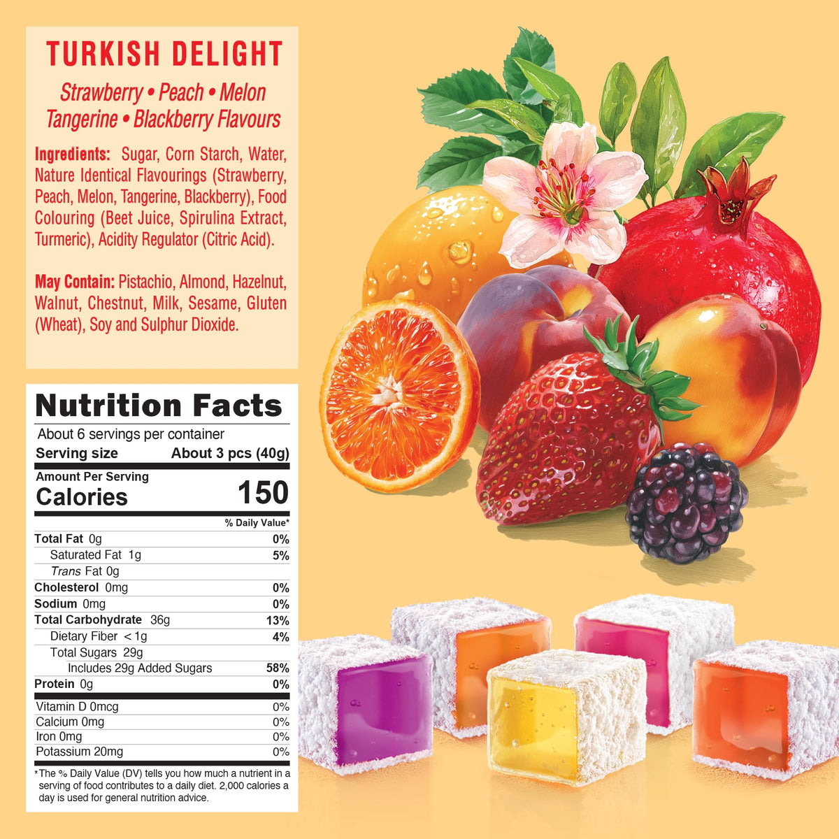 HazerBaba Assorted Turkish Delight Candy, 8.8 Oz (Pack of 1), Lokum