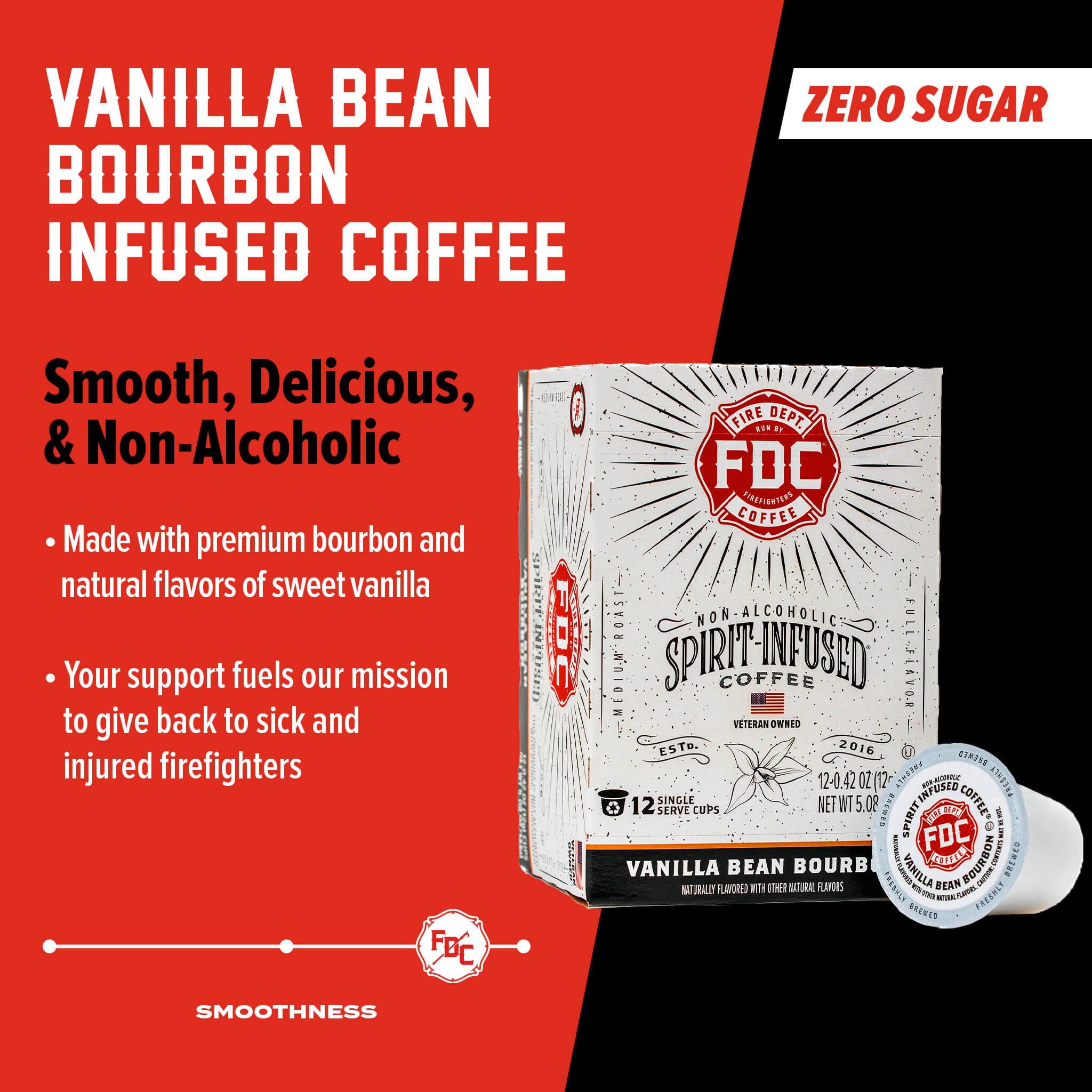 Fire Department Coffee - Vanilla Bourbon Coffee K Cups - Gives Back to Firefighters - Premium Vanilla Bean Bourbon Infused Pods - Non-Alcoholic