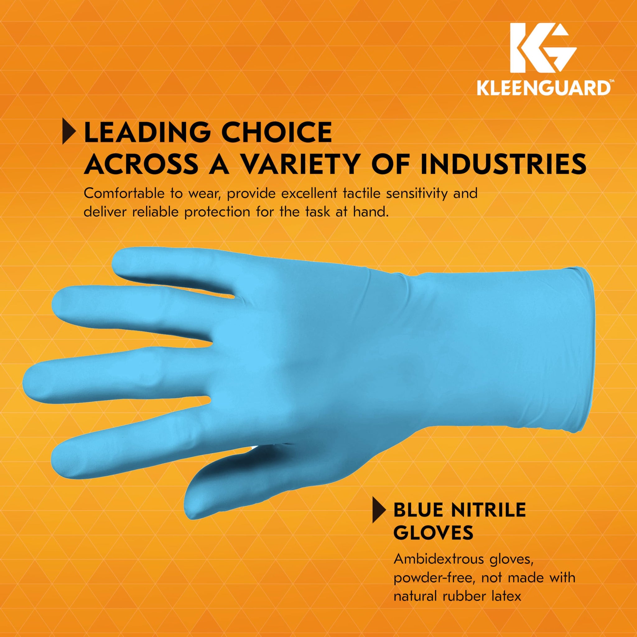 KleenGuard™ G10 Flex™ Blue Nitrile Gloves (54335), 3 Mil, Ambidextrous, Touchscreen Compatible, XL, 90 Gloves/Box