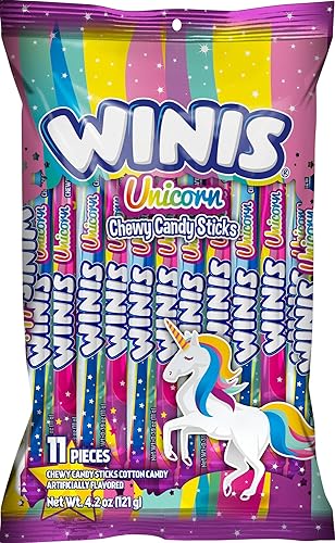 Winis Unicorn | Chewy Candy Swirl | Cotton-Candy Flavored | Sharing Size 4.3 Oz Bag - 11 Pieces | Gifts, Holiday, Parties, Concessions, Pantry
