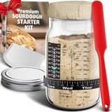 Ultimate Sourdough Starter Jar Kit 31.8 oz - Reusable Jar for Easy Bread Baking - Perfect to Make Your Sour Dough Starter - Easy to Use & Clean