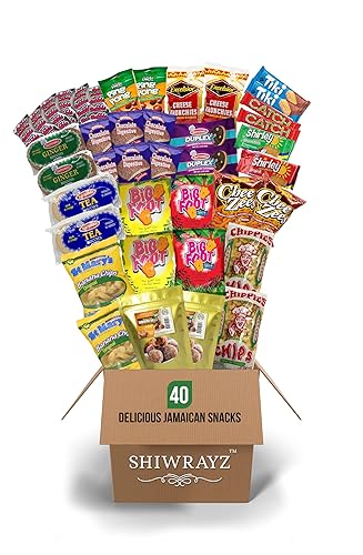 Jamaican Variety Snack Box Exotic Snacks (40ct) College Military Care Package Jamaican snacks Gift Box Assorted Caribbean Food Treats Chips Chocolate