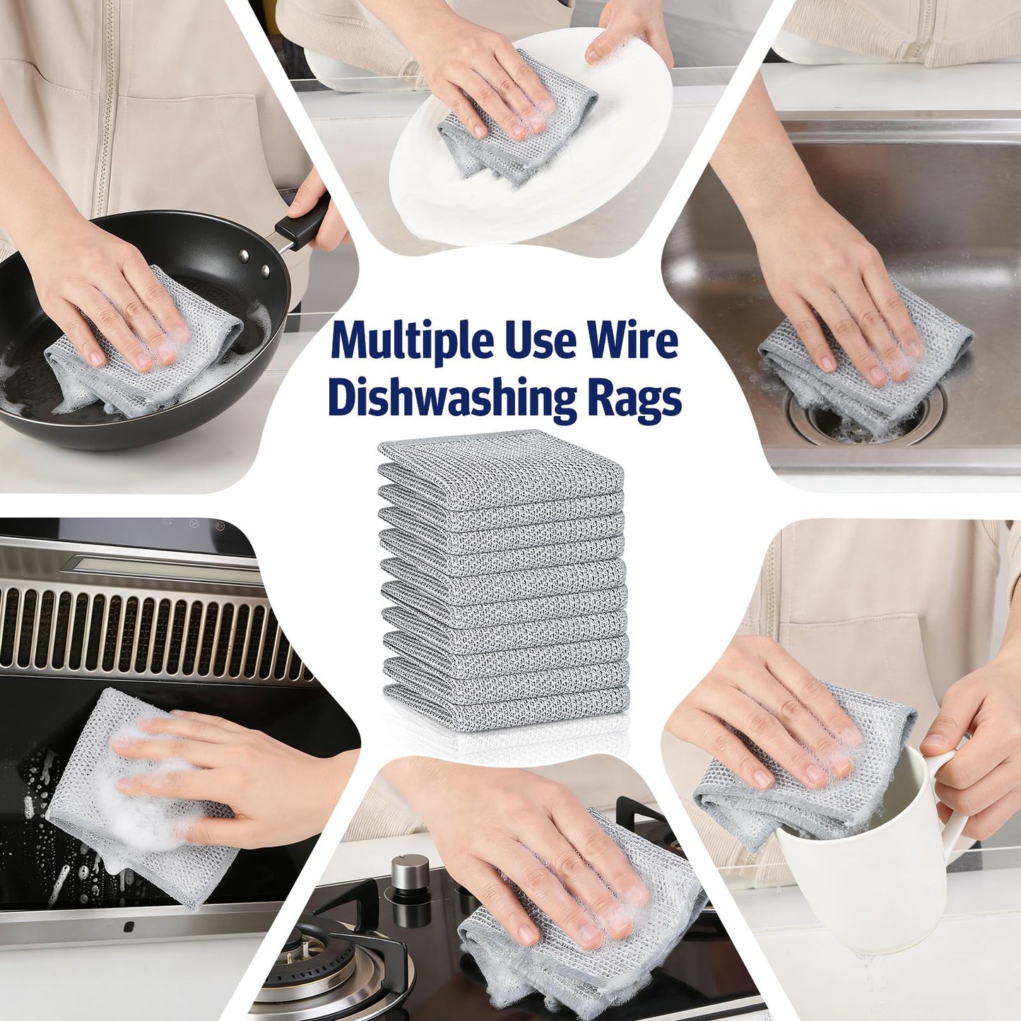 wenbbleyii 36 Pcs New Upgrade 3-Layer Wire Dishwashing Rags Non-Scratch Multipurpose Metal Dish Cloth No Scratches and Odor for Wet and Dry Kitchen