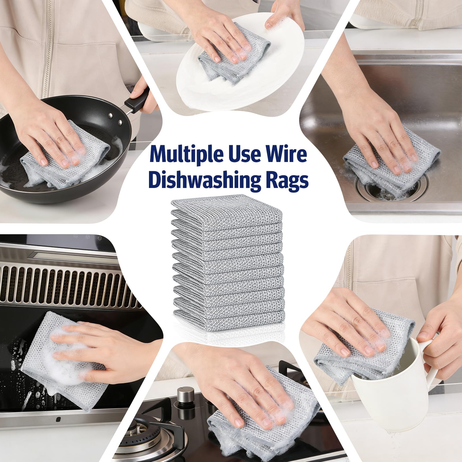 wenbbleyii 36 Pcs New Upgrade 3-Layer Wire Dishwashing Rags Non-Scratch Multipurpose Metal Dish Cloth No Scratches and Odor for Wet and Dry Kitchen
