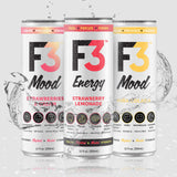 F3 Mood Variety Pack - Functional Sparkling Juice Drink with Powerful Nootropics to Reduce Stress, BCAAs for Muscle Recovery, and Chamomile & Valerian