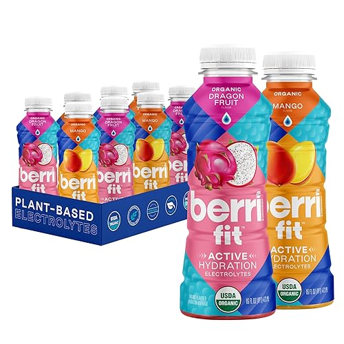 Berri Fit 2-Flavor Variety Pack | Natural Plant-Based Electrolytes - Certified Organic - Non-GMO - Low-Calorie Fitness Beverage - Paleo Friendly|