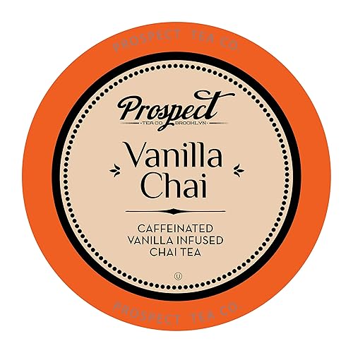 Prospect Tea Co. Caffeinated Vanilla Chai Tea Pods Compatible with K Cup Brewers Including 2.0, 40 Count