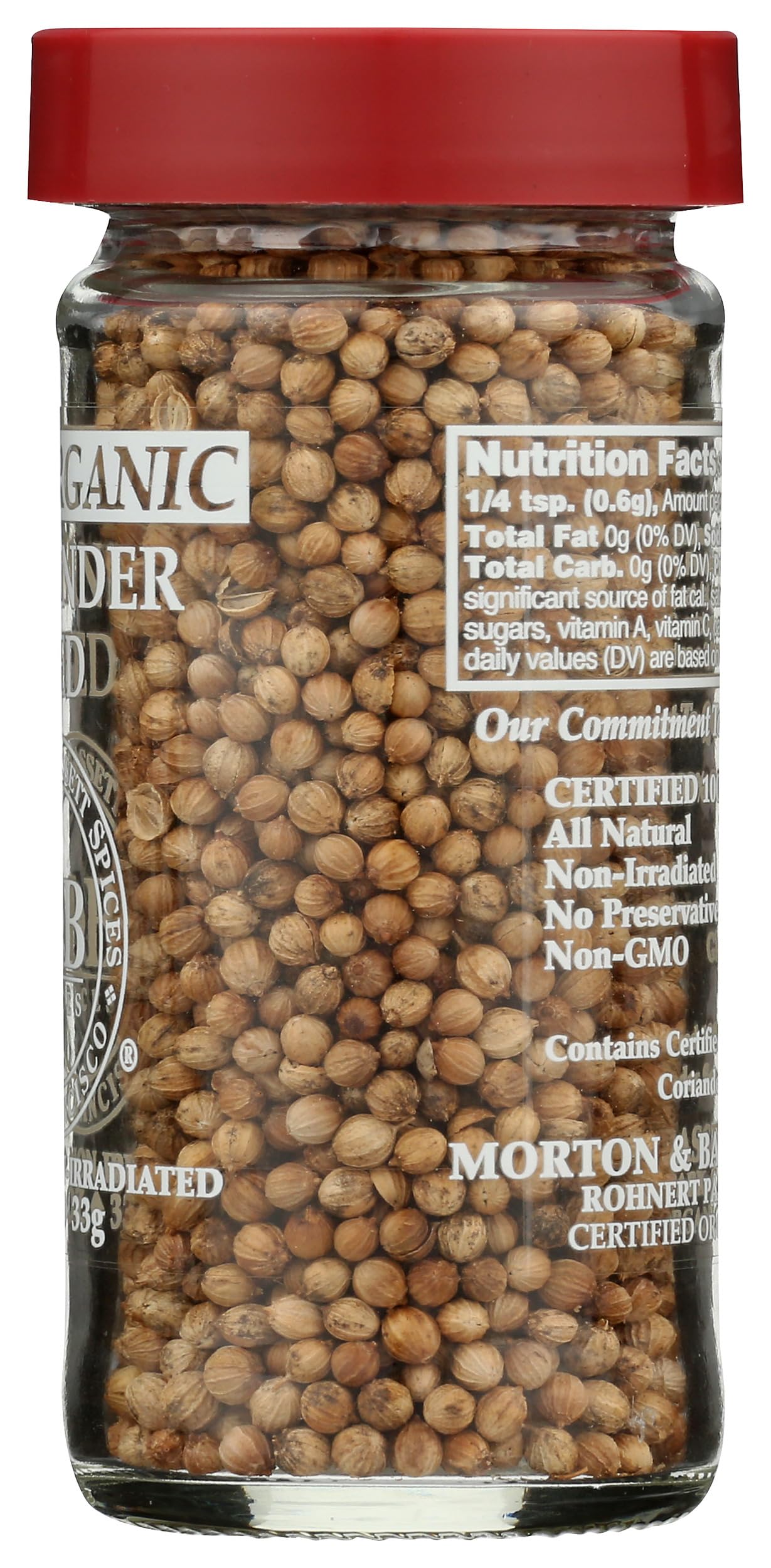Morton & Bassett Organic Coriander Seed, 1.2 OZ