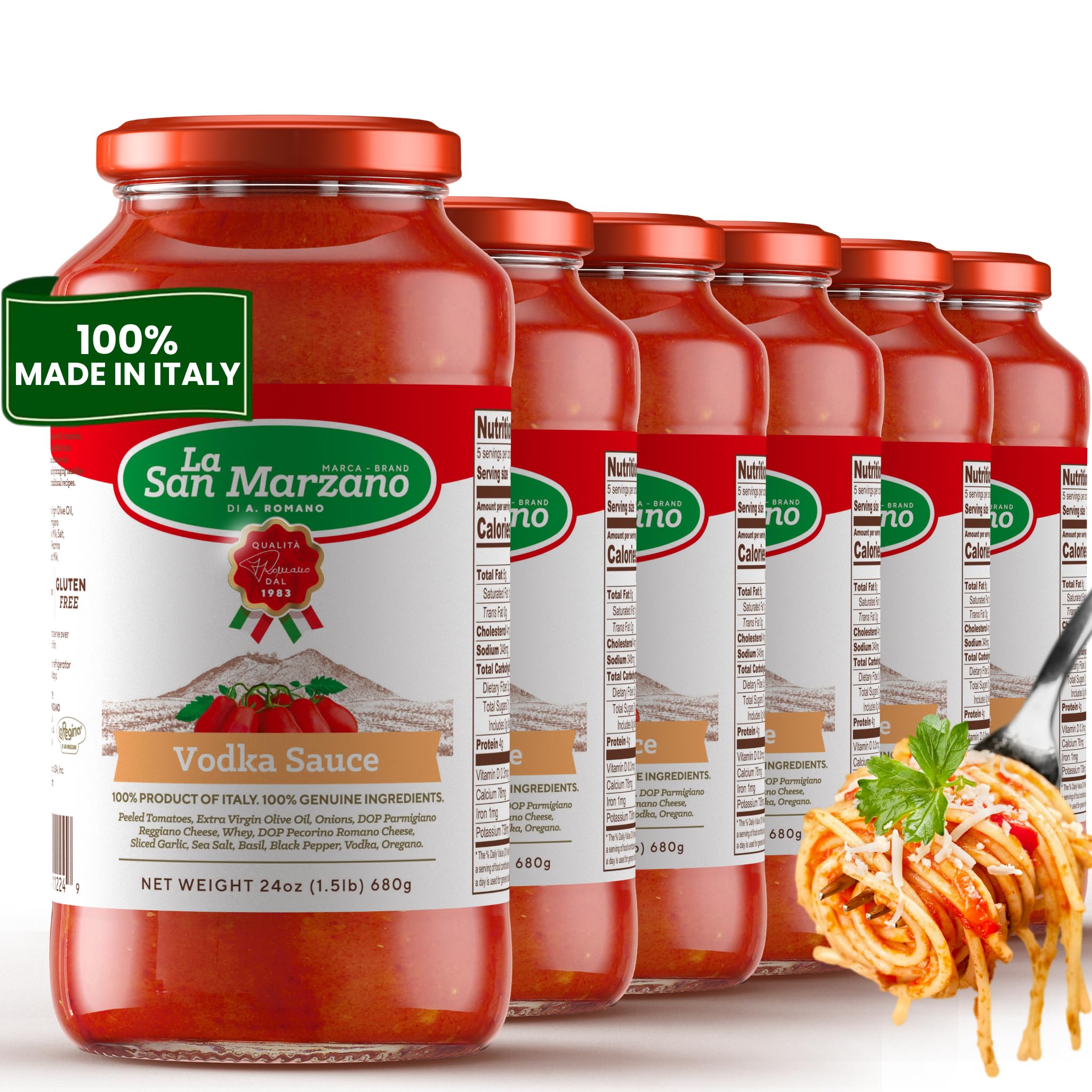 La San Marzano Vodka Sauce, 24 oz, Pasta Sauce Made in Italy, All Purpose Tomato Premium Quality, All Natural, Non GMO, Gluten Free