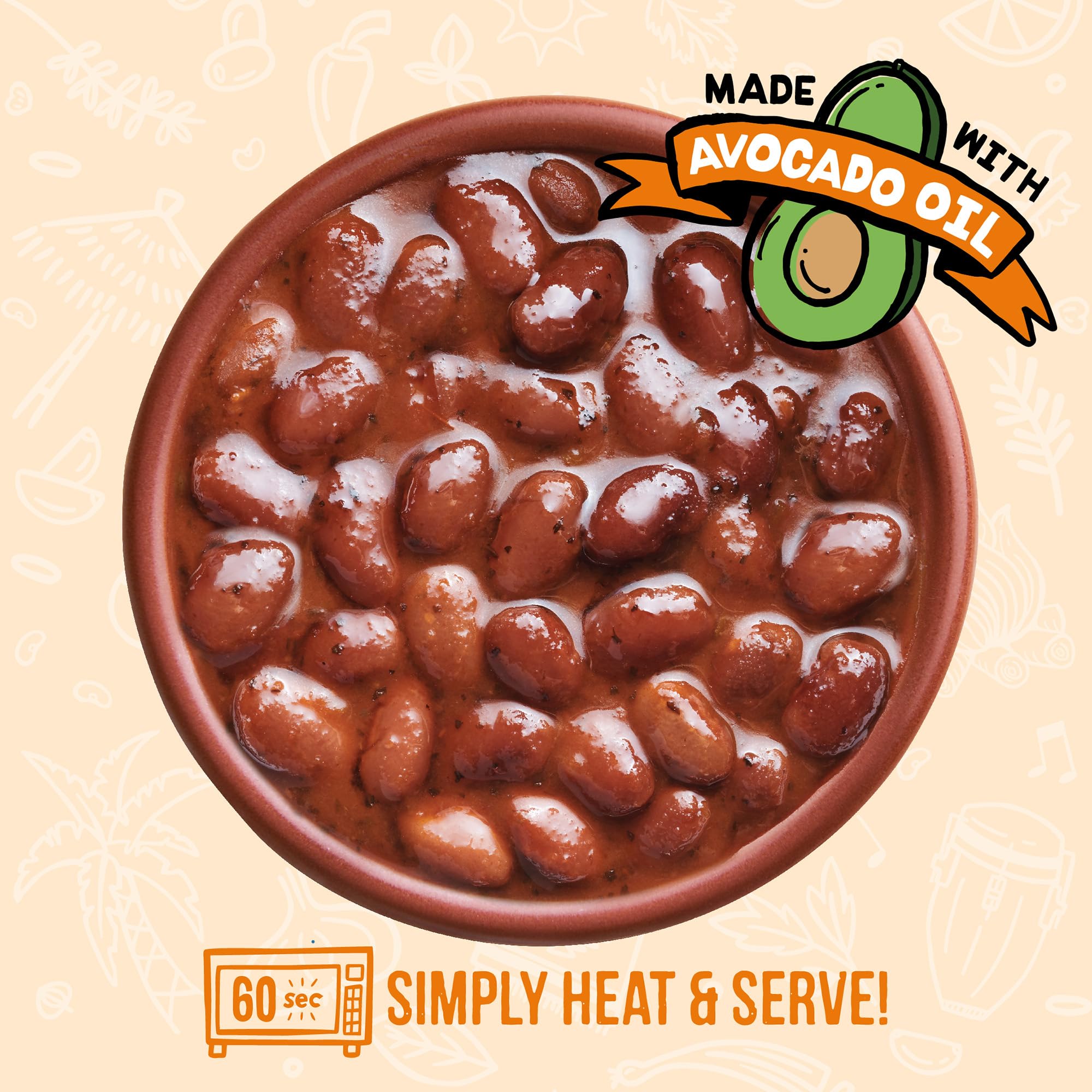 A Dozen Cousins Vegan Mexican Pinto Cowboy Beans 6pk, Seasoned Healthy Microwave Beans in Avocado Oil, Ready to Eat Prepared Food, Easy Plant Protein