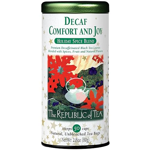 The Republic of Tea - Decaf Comfort and Joy Tea Tin, Decaffeinated, 50 Tea Bags