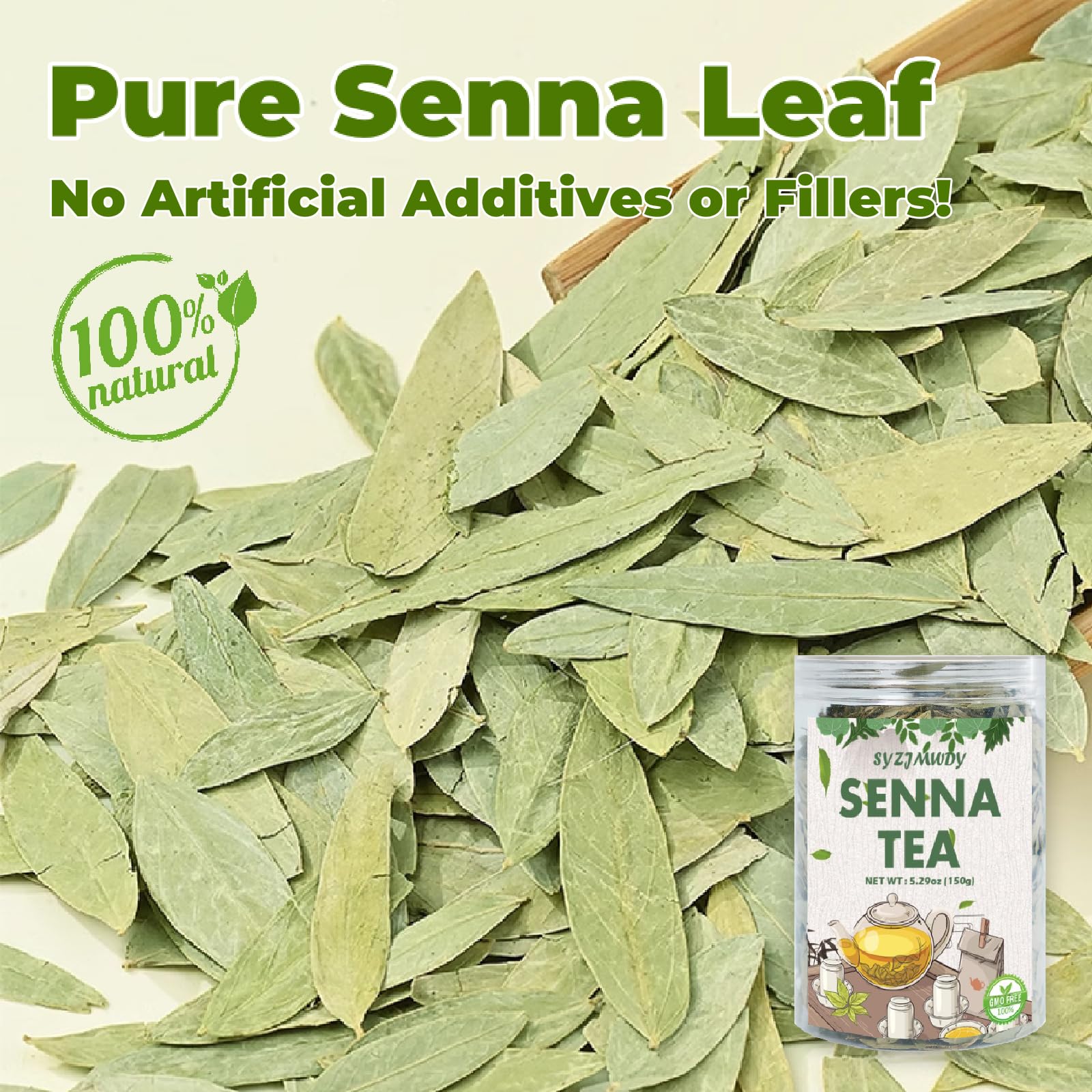 5.29oz Premium Senna Leaf, Cut & Sifted Plant-Based Tea, Bottle Packing, No Additives Pure Senna Leaves for Steeping Hot or Iced Tea?3-5 mins Steeping