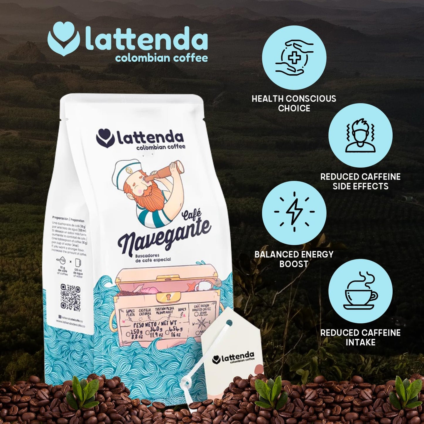 Navegante Colombian Specialty Coffee: Discover the Flavors of Guatapé Antioquia - 2 Pack 454g Ground