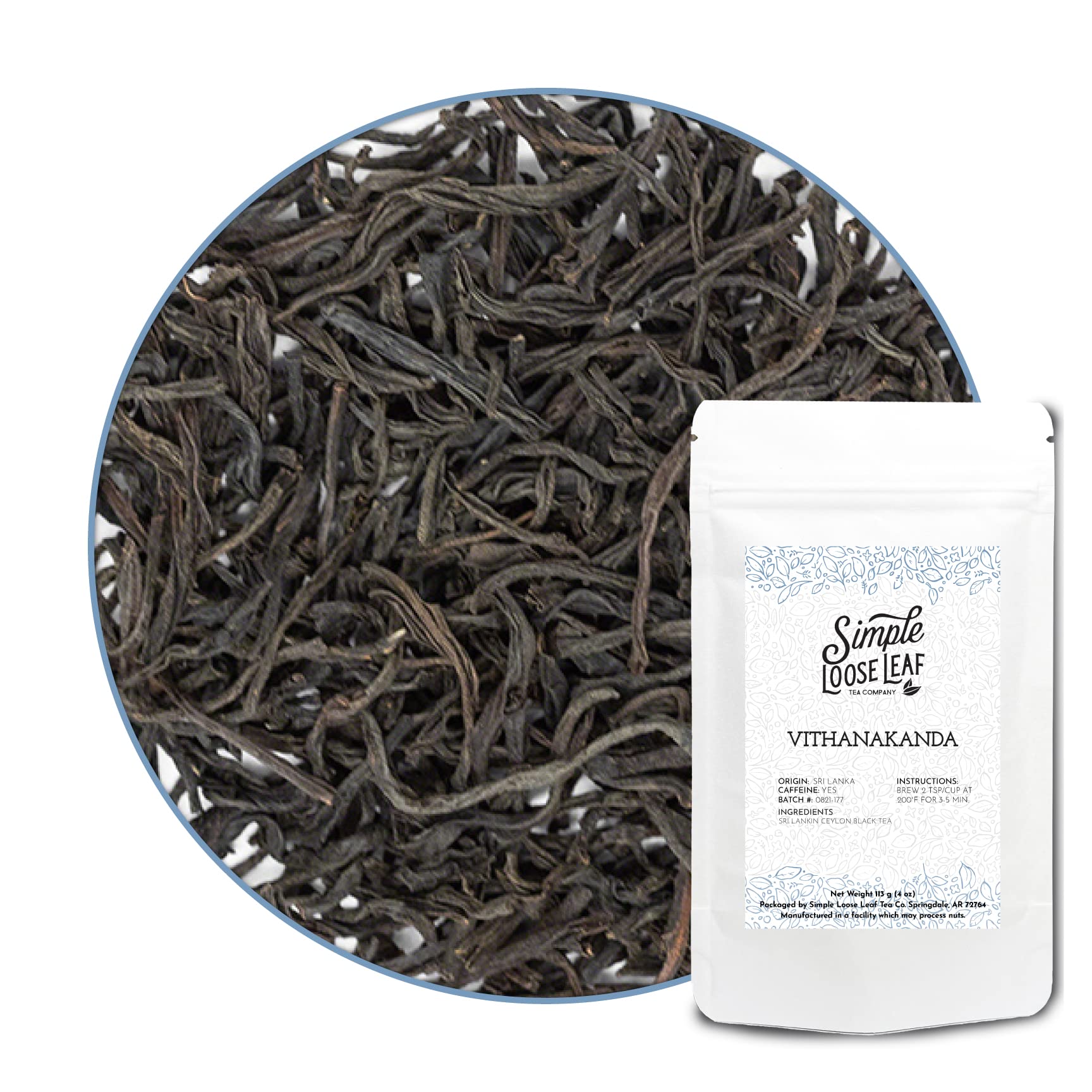 Simple Loose Leaf - Vithanakanda Tea - Premium Loose Leaf Black Tea - High Caffeine - Strong Brew (4 Ounce)