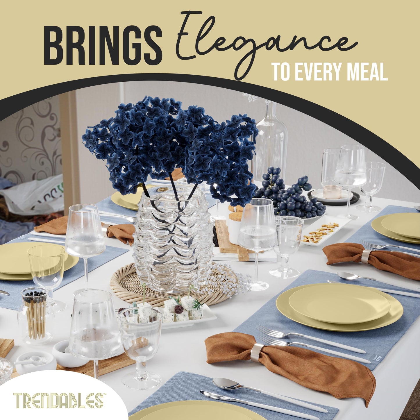 Trendables 80-piece Dinnerware Sets Disposable Plates Set For 40 Guests, Includes 40 X 8 Dessert Plates & 40 X 10 Beige Dinner Plates. Plastic Plates