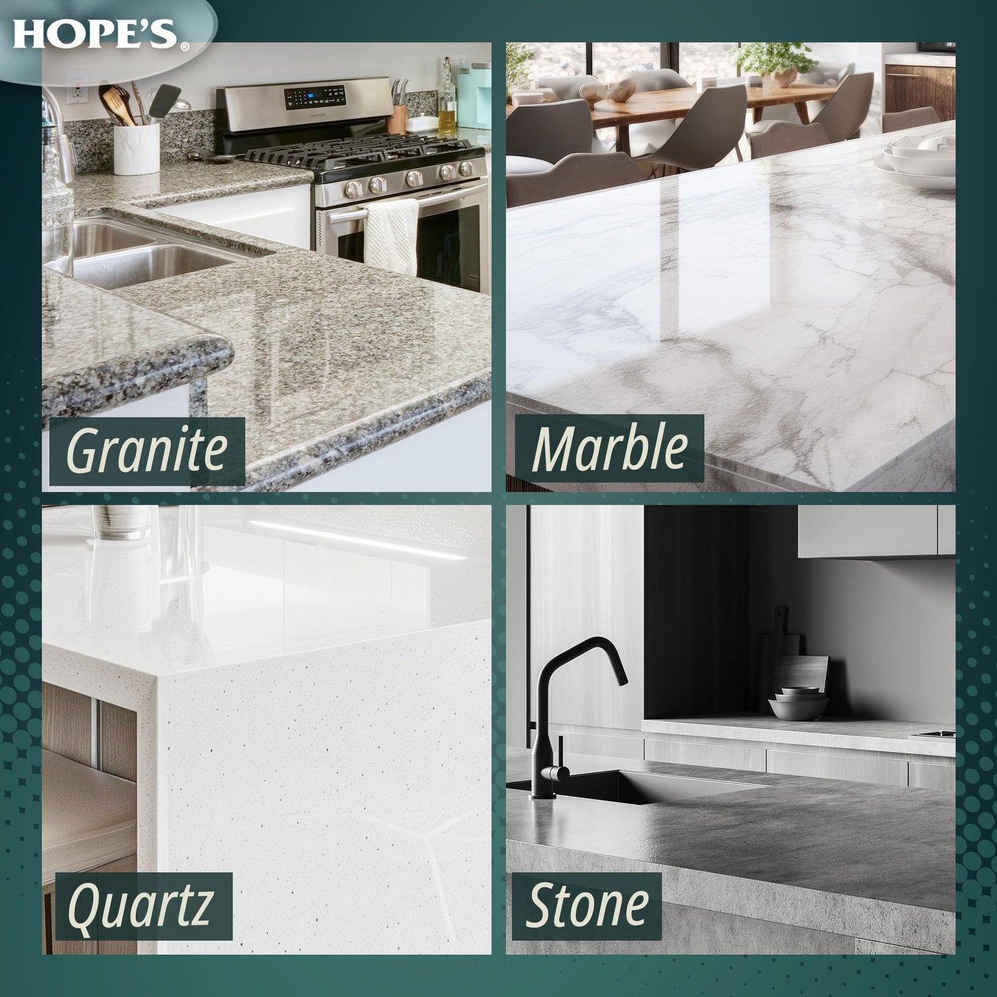 HOPE'S Perfect Granite & Marble Countertop Cleaner and Polish, Streak-Free, Ammonia-Free, 22 Ounce, Pack of 1