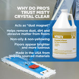 MISTY Crystal Clear Dust Mop Treatment - 1 Gallon (Case of 4) 1003411 - Helps in Removal of Dirt, and Abrasive Matter from Wood, Asphalt, Linoleum