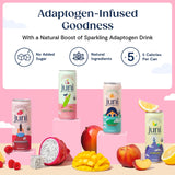 Juni Sparkling Adaptogen Drink with Ashwagandha, Lion’s Mane & Reishi Mushrooms | Green Tea for Focus, Zero Sugar, 5 Calories, Organic | Non Alcoholic