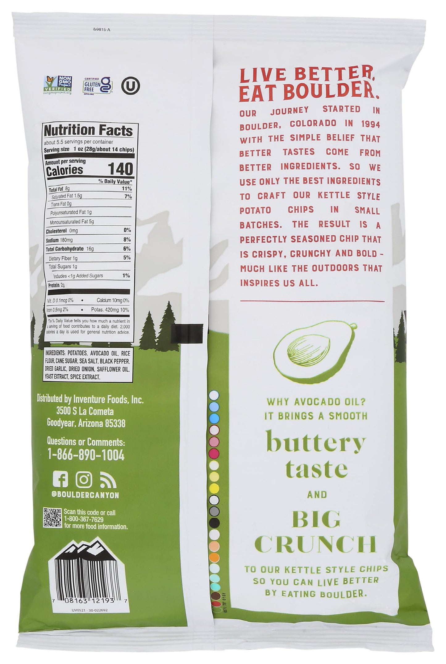 Boulder Canyon, Chips Potato Canyon Cut Avocado Oil Salt N Pepper, 5.25 Ounce
