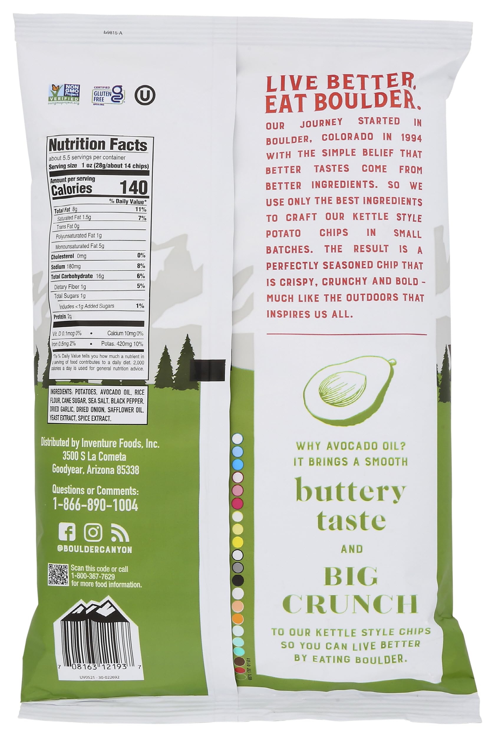 Boulder Canyon, Chips Potato Canyon Cut Avocado Oil Salt N Pepper, 5.25 Ounce