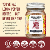 Burlap & Barrel Sumac Lemon Pepper - As Seen on Shark Tank! - Bright, Peppery, and Full of Citrusy Snap - Great for Chicken, Fish, and Vegetables