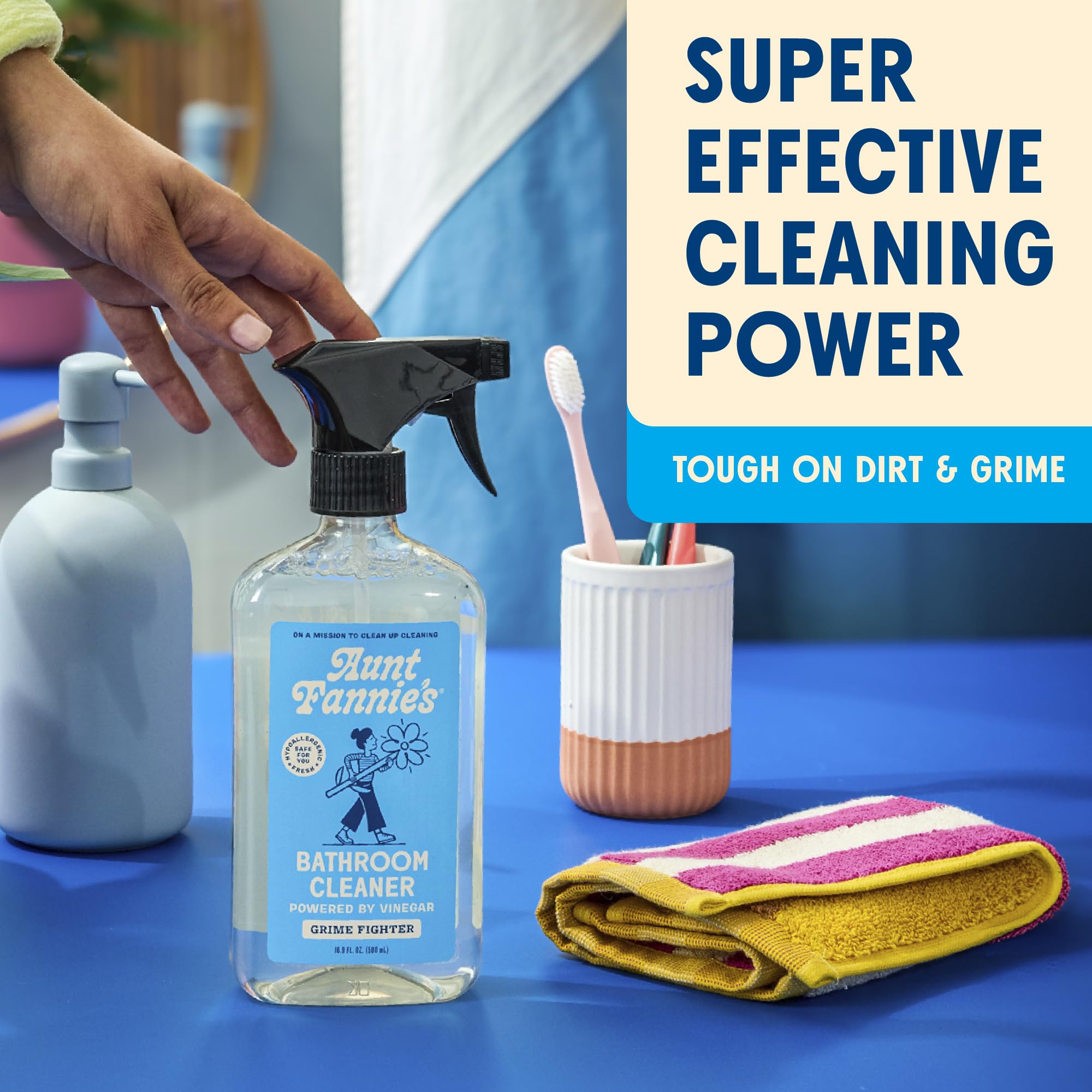 Aunt Fannie's All Purpose Bathroom Cleaner Vinegar Spray for Shower, Tub, Toilet, Tile, Sink and Fixtures, 16.9 Ounces (Pack of 1)