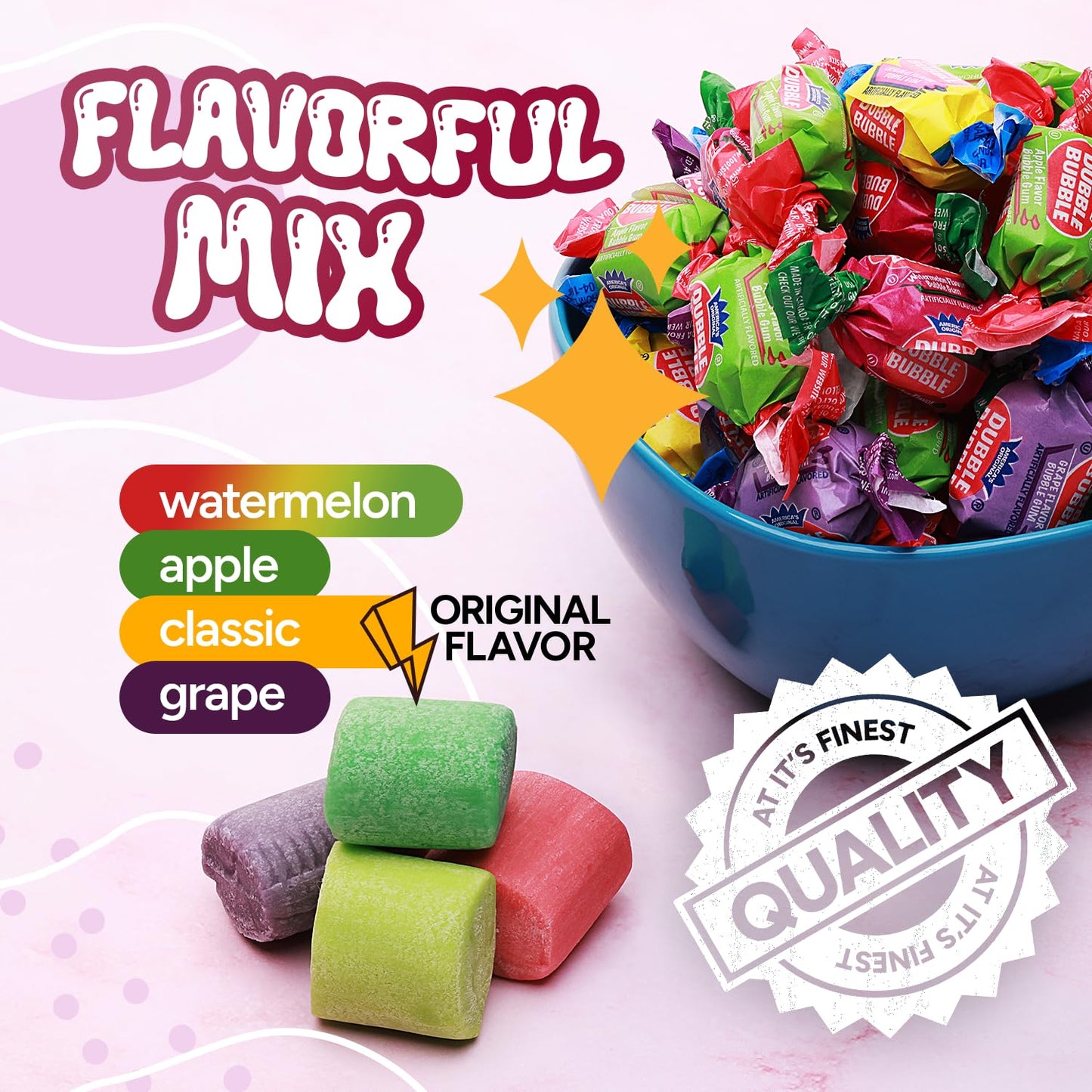 Global Gumball Chewing Gum Bubble - Individually Wrapped Gum - 12 Oz Original Flavor - Twist Wrapped Bubblegum for Kids - Assorted Flavors Chewing