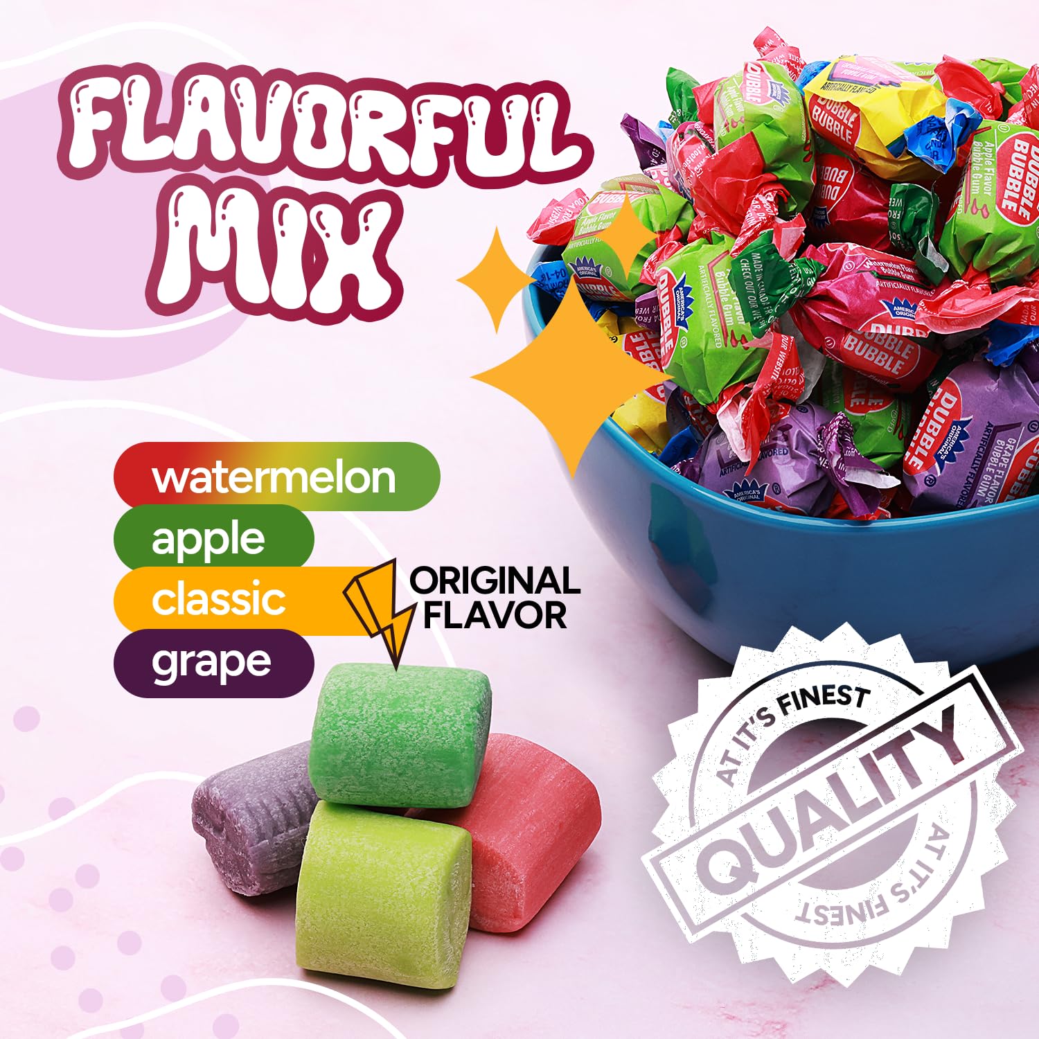 Global Gumball Chewing Gum Bubble - Individually Wrapped Gum - 12 Oz Original Flavor - Twist Wrapped Bubblegum for Kids - Assorted Flavors Chewing