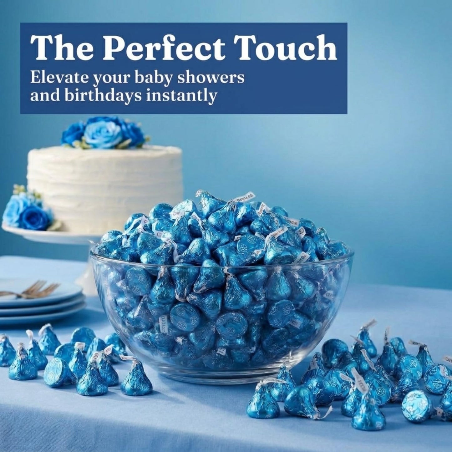Hershey.sKisses Cookies and Cream Chocolate in Blue Foil - 1LB Resealable Pouch (Aprox 100pcs) - Individually Wrapped White Creme Candy for Baby