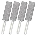 ddLUCK 4 Pack Pumice Cleaning Stone with Handle, Toilet Bowl Cleaner Toilet Brush with Non-Slip Long Plastic Handle for Kitchen/Bath/Pool/Household