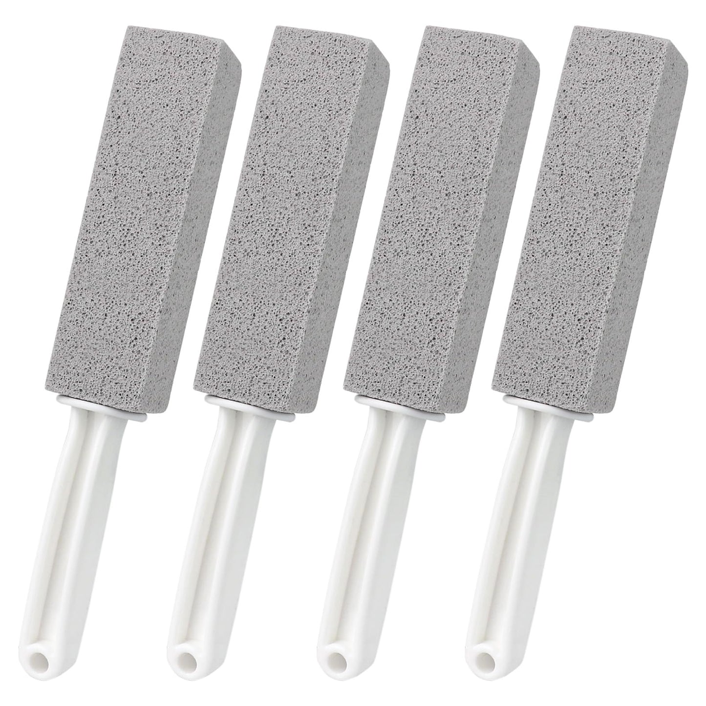 ddLUCK 4 Pack Pumice Cleaning Stone with Handle, Toilet Bowl Cleaner Toilet Brush with Non-Slip Long Plastic Handle for Kitchen/Bath/Pool/Household