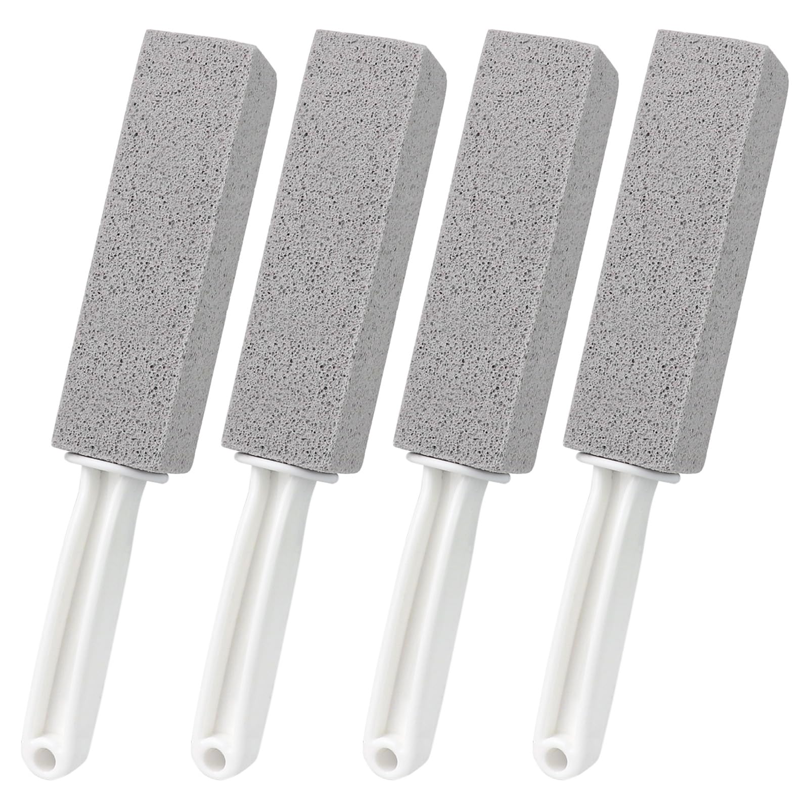 ddLUCK 4 Pack Pumice Cleaning Stone with Handle, Toilet Bowl Cleaner Toilet Brush with Non-Slip Long Plastic Handle for Kitchen/Bath/Pool/Household