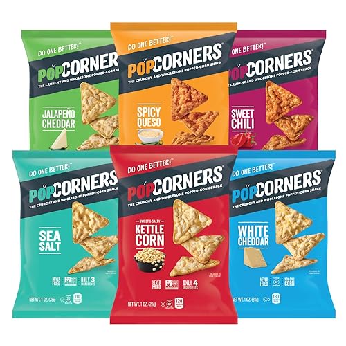 Popcorners Snacks Variety Pack | Gluten Free Chips | (24 Pack, 6 Flavor, 1 oz Snack Bags)