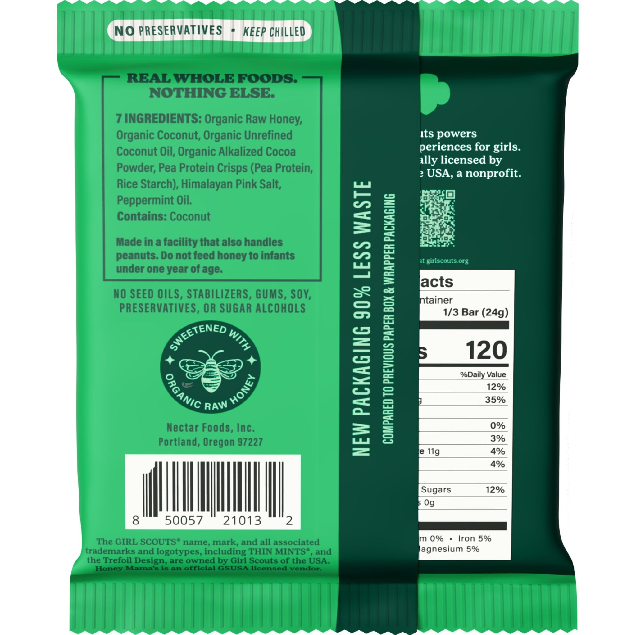 Honey Mama's, Girl Scout Thin Mints Chocolate Fudge Bars, NO Refined Sugar, Gluten Free, Dairy Free, Soy Free, NO Seed Oils, Paleo, 2.5 Ounce